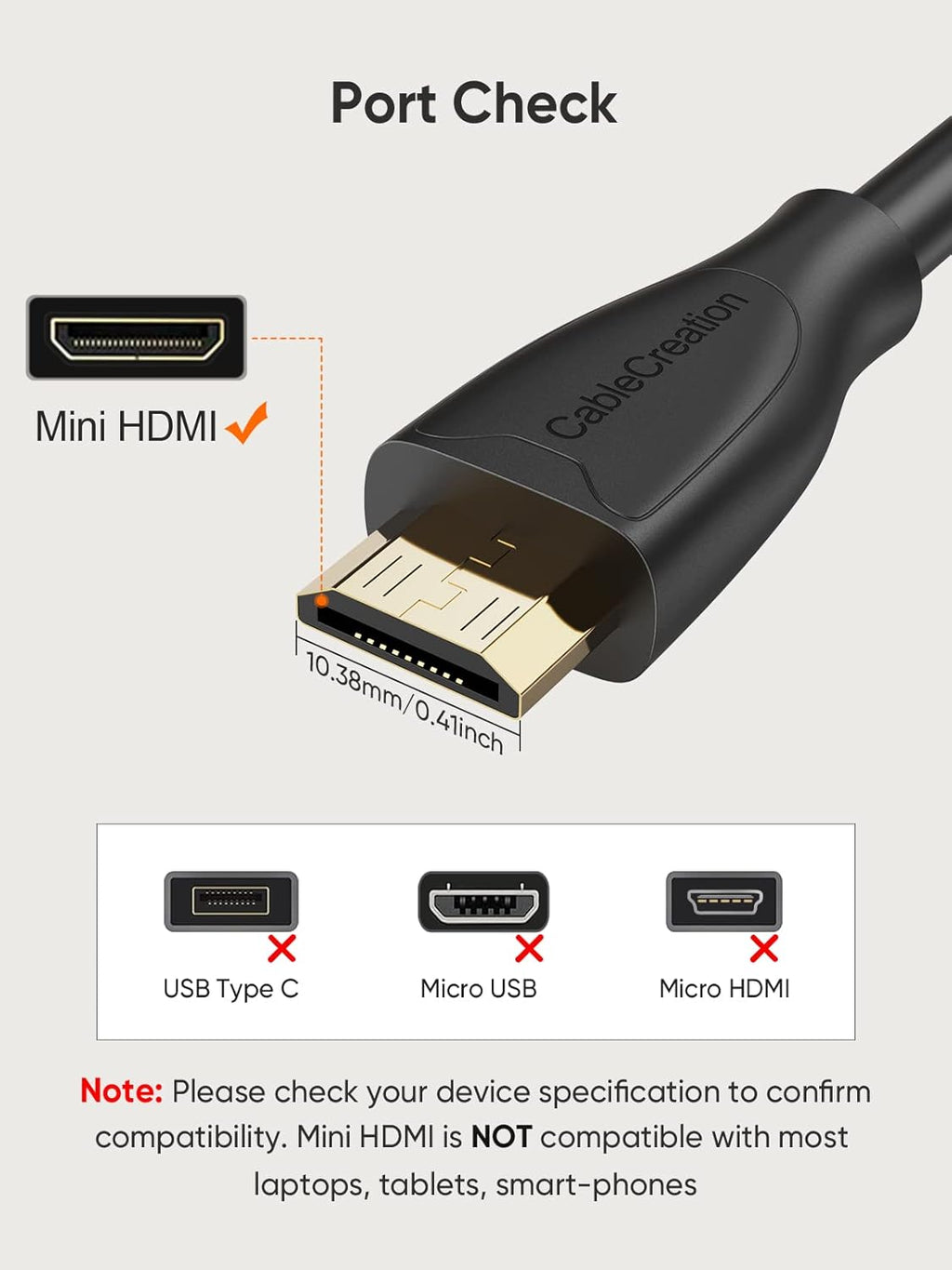 Mini HDMI to HDMI Cable 6FT, 4K High-Speed HDMI to Mini HDMI Adapter, Mini HDMI to Standard HDMI for Graphics Card, HDTV, Camera, HDR-XR50, Z6, EOS RP/EOS R/EOS 7D Mark II/XA40, Etc