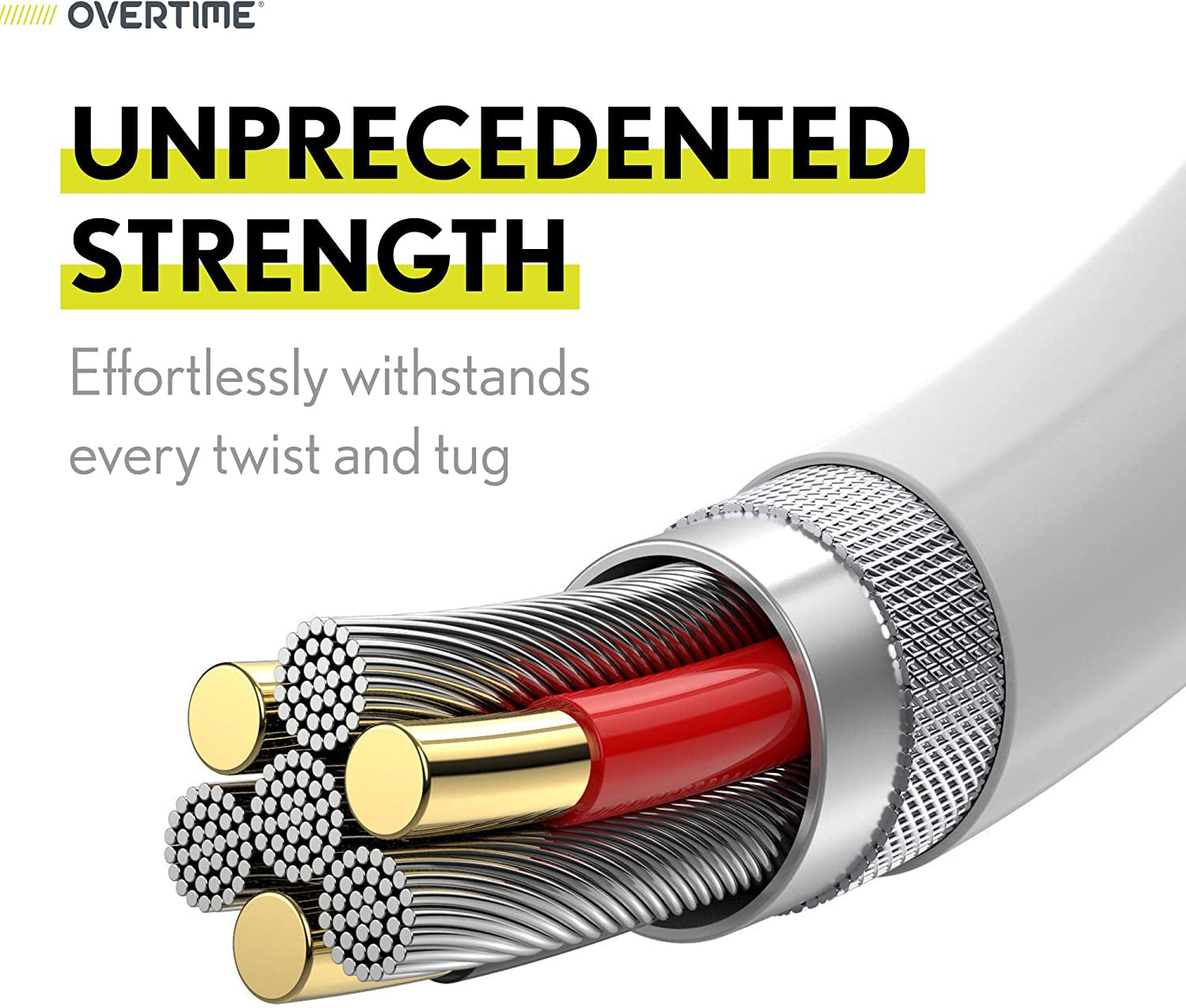 Overtime Iphone Charger Set, Apple Mfi Certified Lightning Cable with Dual USB Wall Adapter 2.4 AMP Compatible W/Iphone 11 Pro Max XS XR X 8 7 6S 6 plus SE Airpods Ipad (Silver/White, 6Ft)